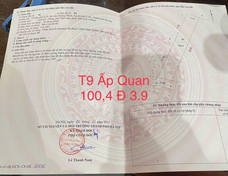 100M ẤP QUAN TT QUANG MINH GẦN BÌA LÀNGGIÁ 3X ĐẦU TƯMT 52M GIÁ ĐẦU TƯ