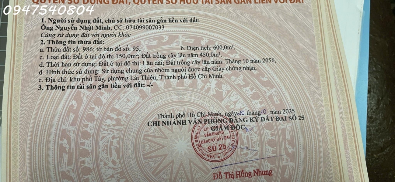 Bán đất đường Vĩnh Phú 38 phường Lái Thiêu TP. Hồ Chí Minh DT 600m2 giá đầu tư