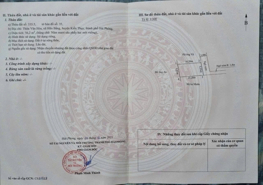 BÁN ĐẤT HỮU BẰNG KIẾN THỤY 562M2 – NGÕ Ô TÔ – GIÁ RẺ TẦM TIỀN  ZALO 0567 222 555