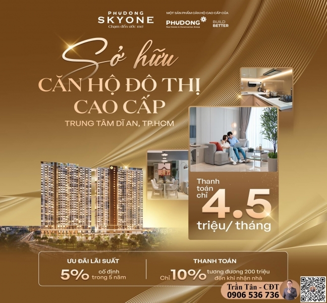CHỈ TỪ 45 TRIỆU/THÁNG – SỞ HỮU NGAY CĂN HỘ PHÚ ĐÔNG SKYONE CHUẨN GU NGƯỜI TRẺ