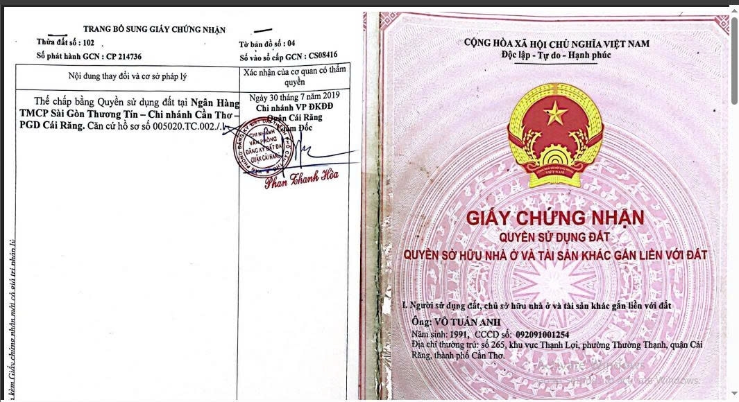CHÍNH CHỦ CẦN BÁN GẤP ĐẤT MẶT TIỀN TẠI THẠNH LỢITRƯỜNG THẠNH CÁI RĂNG CẦN THƠ