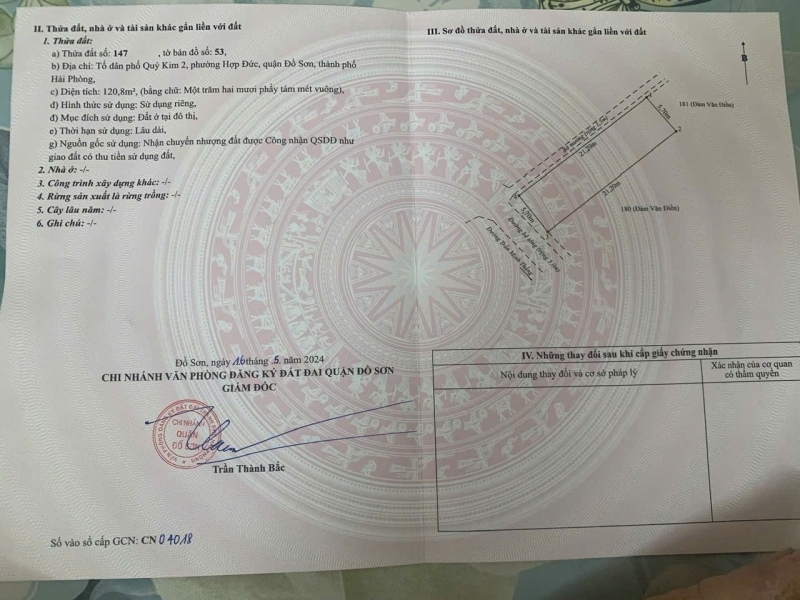 Giá 2.4xx tỷ Đất tặng nhà cấp 4 Quý Kim - Đồ Sơn - Gần KCN - ZALO 0567 222 555