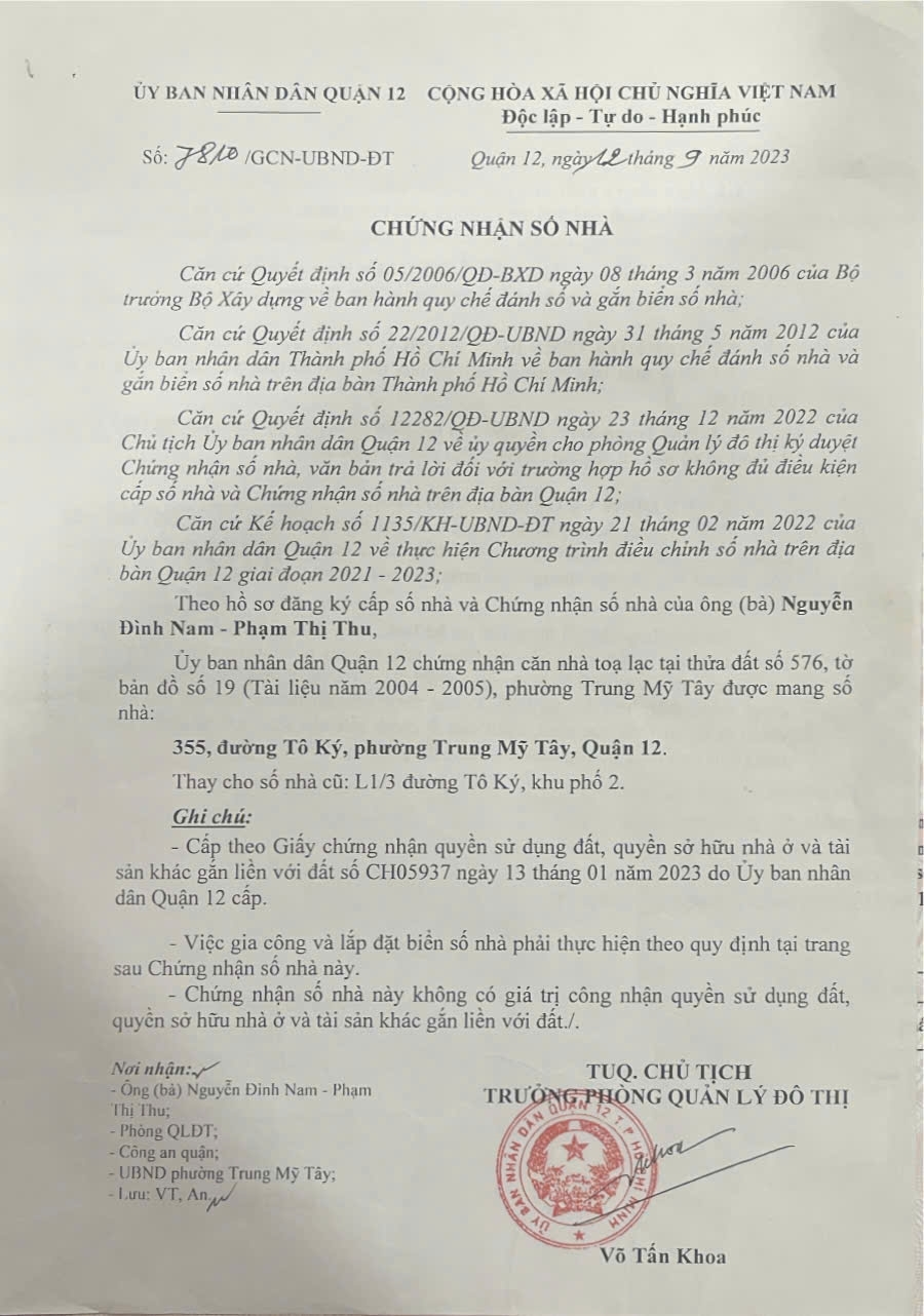 MẶT TIỀN TÔ KÝ – TRUNG MỸ TÂY Q12 – NHÀ CAO TẦNG HIẾM