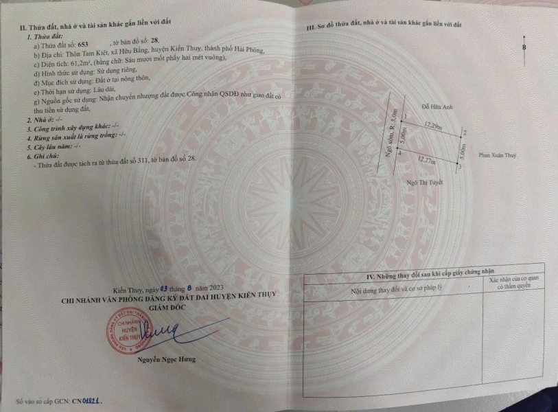 SIÊU PHẨM GIÁ RẺ TUYẾN 2 ĐƯỜNG 405 – HỮU BẰNG KIẾN THỤY – CHỈ 1XX TỶ – ZALO 0567 222 555